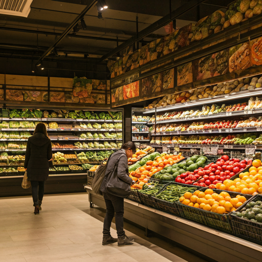 Fresh produce and customer-facing display area inside the store